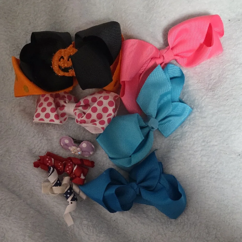 Colorful Kids Hair Bow Set Of 8